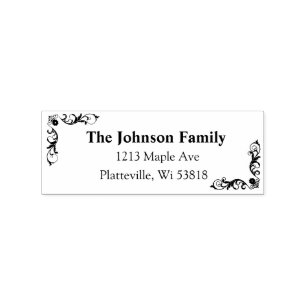 Personalized Family Address Corner Brackets Rubber Stamp