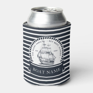 Personalized Family and Boat Name Nautical Can Cooler