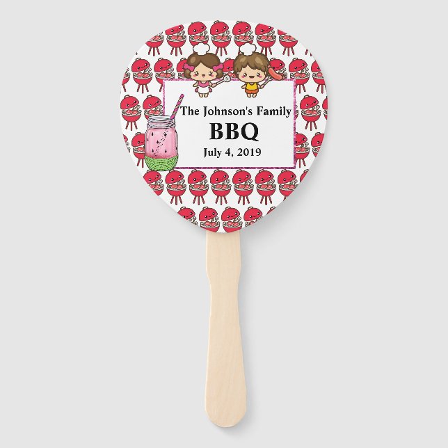 Personalized Family BBQ Hand Fan (Front)