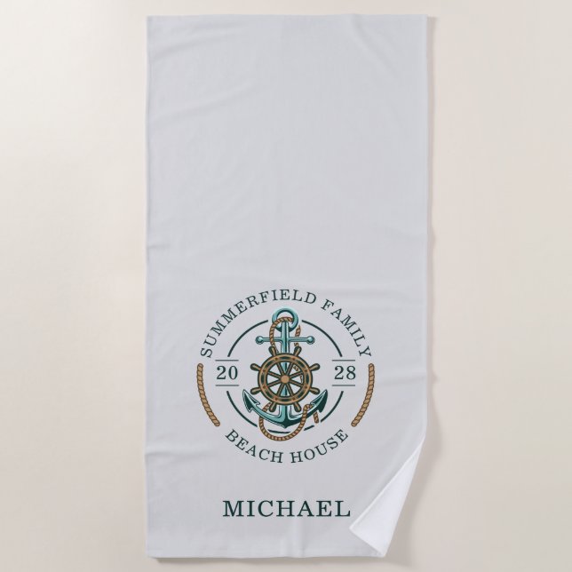 Personalized Family Beach House Matching Beach Towel (Front)