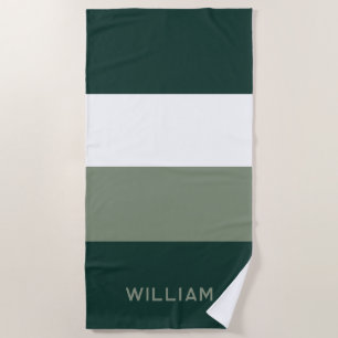 Personalized Family Beach Trip Colour Block Green Towel