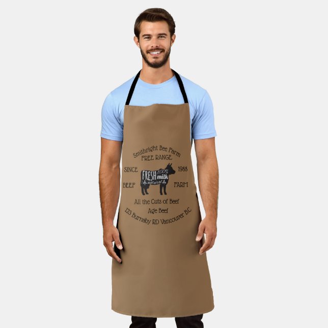 Personalized Family Business Beef Farm Apron (Worn)