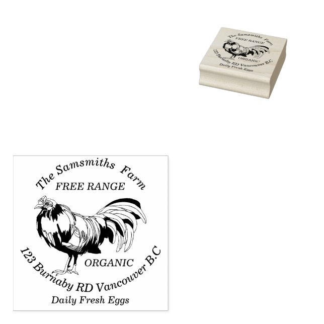Personalized Family Business Chicken Egg Farm Rubber Stamp (Stamped)