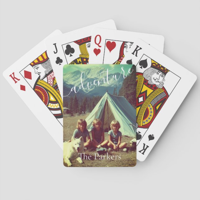 Personalized Family Camping Adventure  Playing Cards (Back)