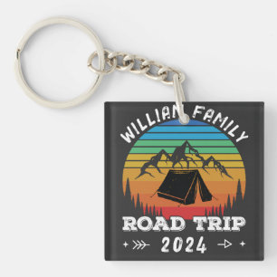 Personalized Family Camping Adventure Road Trip Keychain