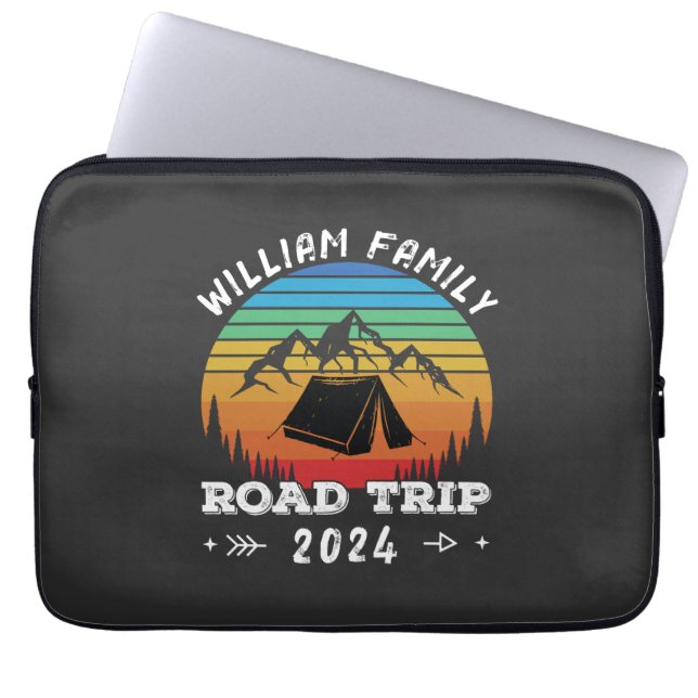 Personalized Family Camping Adventure Road Trip Laptop Sleeve (Front)