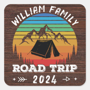 Personalized Family Camping Adventure Road Trip Square Sticker