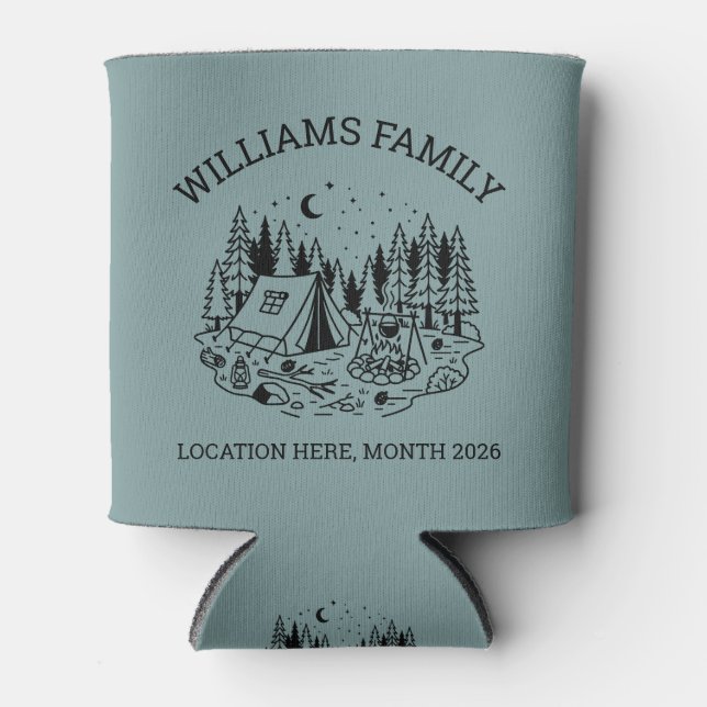 Personalized Family Camping Vacation Can Cooler (Front)
