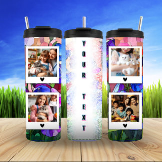 Personalized Family Cat Photo Collage Thermal Tumbler