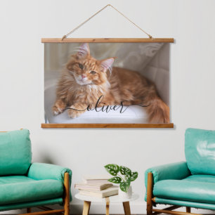 Personalized Family Cat Photo Custom Hanging Tapestry