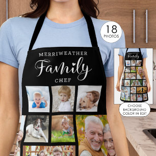 Personalized FAMILY CHEF 18 Photo Collage Black Apron