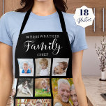 Personalized FAMILY CHEF 18 Photo Collage Black Apron<br><div class="desc">Create a custom photo collage apron with 18 photos and personalized with a name and FAMILY CHEF. CHANGES: Change the black background colour and/or change the text font style, size, colour or placement by clicking EDIT. PHOTO TIP: Choose photos with the subject in the middle and/or pre-crop into similar shapes...</div>