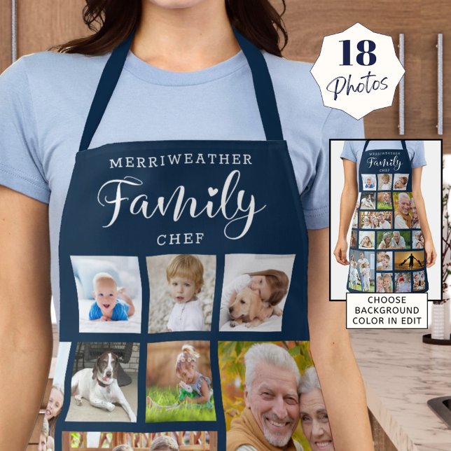 Personalized FAMILY CHEF 18 Photo Collage Blue Apron (Creator Uploaded)
