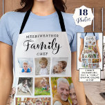 Personalized FAMILY CHEF 18 Photo Collage Custom Apron<br><div class="desc">Create a custom colour photo collage apron with 18 photos and personalized with a name and FAMILY CHEF. CHANGES: Change the white background colour and/or change the text font style, size, colour or placement or FAMILY graphic colour in EDIT. ASSISTANCE: For help with design modification, personalization or colour change, contact...</div>