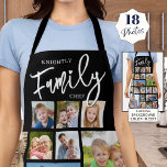 Personalized FAMILY CHEF 19 Photo Collage Custom Apron<br><div class="desc">Create a custom colour photo apron utilizing this easy-to-upload photo collage template with 19 pictures in various shapes and sizes and personalized with a name and FAMILY CHEF in a modern calligraphy script typography. Choose your text and background colours (shown in white on black) in EDIT and strap colour on...</div>