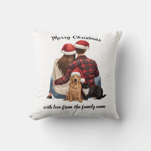 Personalized Family Christmas 2025 Throw Pillow (Front)