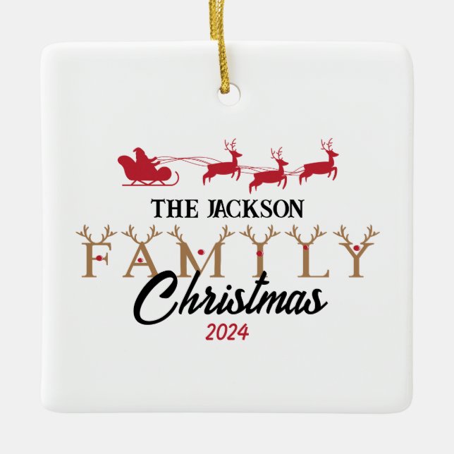 Personalized Family Christmas  Ceramic Ornament (Front)