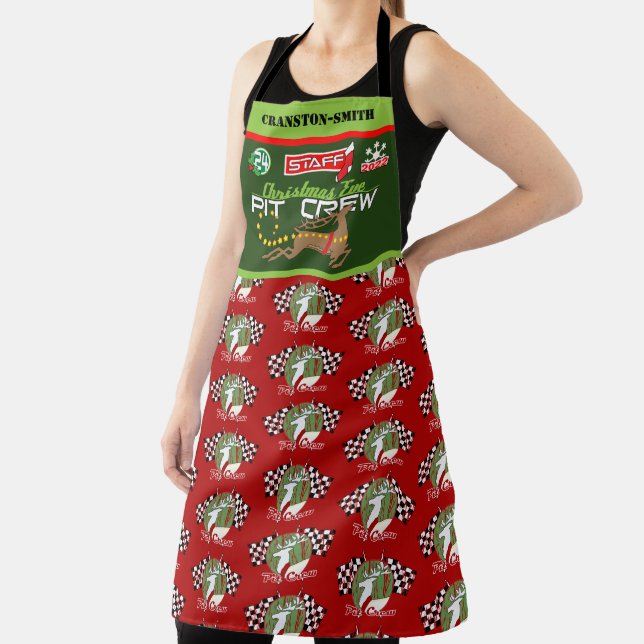 Personalized Family Christmas Eve Pit Crew Apron (Insitu)