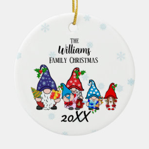 Personalized Family Christmas Gnomes boy baby Ceramic Ornament