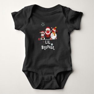 Personalized Family Christmas Holiday Lil Brother Baby Bodysuit