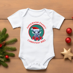 Personalized Family Christmas Llama Design Baby Bodysuit