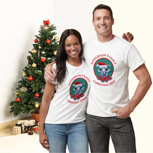 Personalized Family Christmas Llama Design T-Shirt (Creator Uploaded)