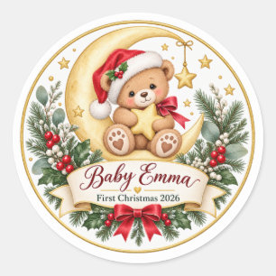 Personalized Family Christmas Ornament 2026 Cust Classic Round Sticker