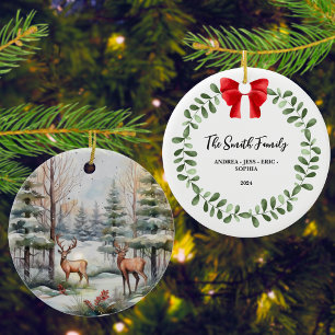Personalized Family Christmas Ornament, 2 Sided Ceramic Ornament
