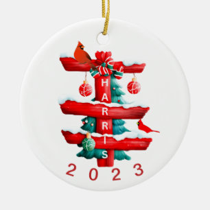 Personalized Family Christmas Ornament, Ceramic Ornament