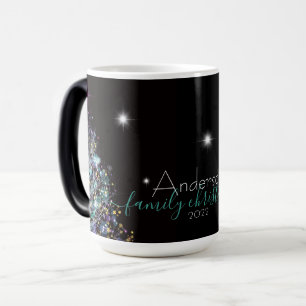 Personalized family Christmas pastel tree Magic Mug