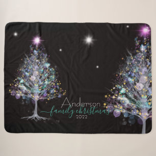 Personalized family Christmas pastel tree Sherpa Blanket