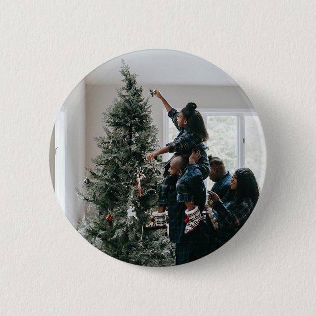 Personalized Family Christmas Photo  2 Inch Round Button (Front)