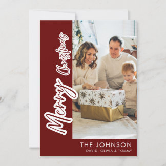 Personalized Family Christmas Photo | Modern Red Holiday Card