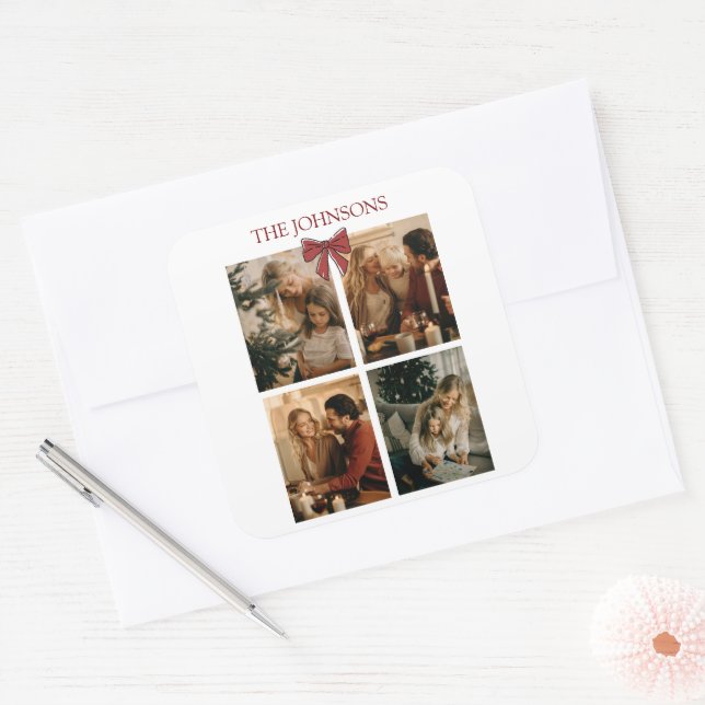 Personalized Family Christmas Photos Sticker (Envelope)