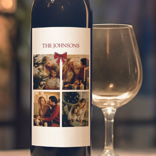 Personalized Family Christmas Photos Wine Label