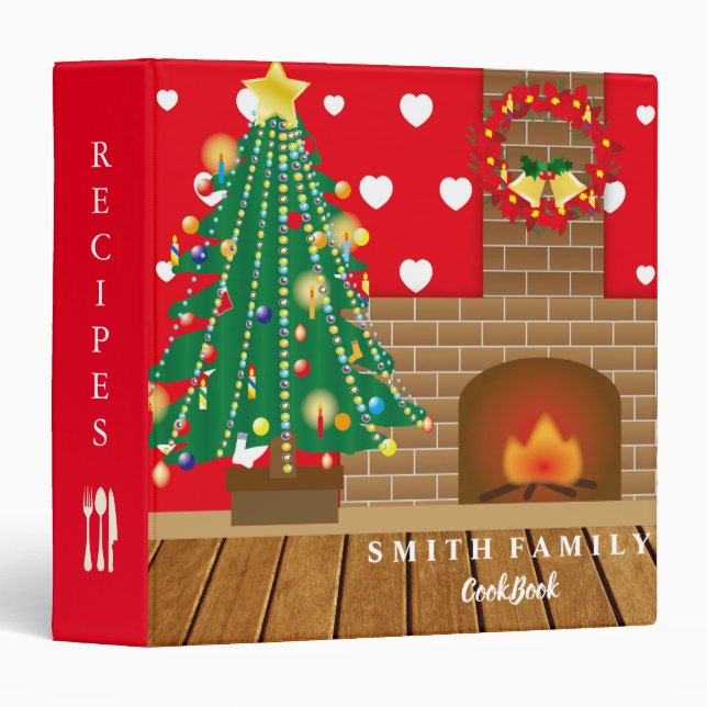 Personalized Family Christmas Recipe Cookbook Binder (Front/Spine)