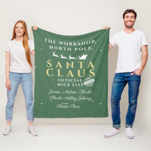 Personalized Family Christmas Santa's Nice List Fleece Blanket