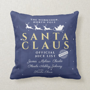 Personalized Family Christmas Santa's Nice List Throw Pillow