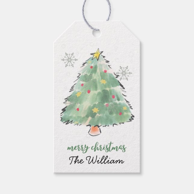 Personalized Family Christmas Tree  Gift Tags (Front)