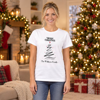Personalized Family Christmas Tree T-Shirt