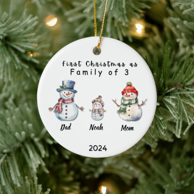Personalized Family Christmas With 3 custom names  Ceramic Ornament (Tree)