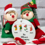 Personalized Family Christmas With 4 custom names Ceramic Ornament<br><div class="desc">Our First Christmas as a family of 4 custom names</div>