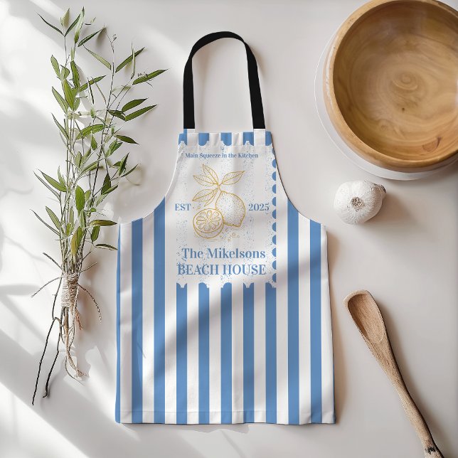 Personalized Family Coastal Lemon Beach House Deco Apron (Creator Uploaded)