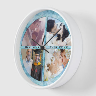 Personalized Family Couple's Photos Best Year Ever Wall Clock