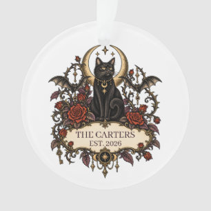 Personalized Family Coven Halloween Gothic Cat Ornament