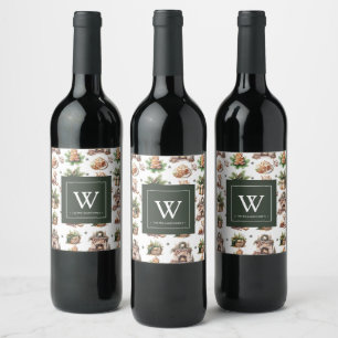 Personalized Family cozy Christmas  Wine Label