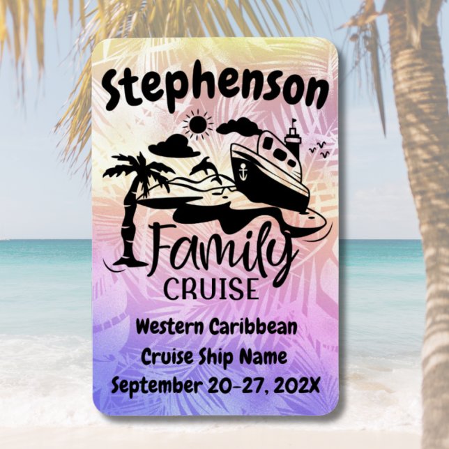 Personalized Family Cruise Door Decor Magnet (Colorful Family Cruise Door Magnet | Stateroom Door Marker)