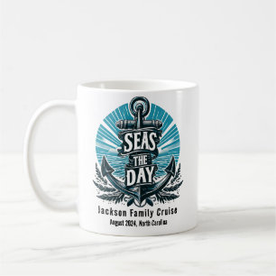 Personalized Family Cruise Vacation - Seas the Day Coffee Mug