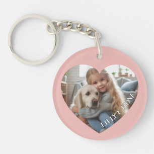 Personalized Family Custom Heart Photo Add Name Keychain