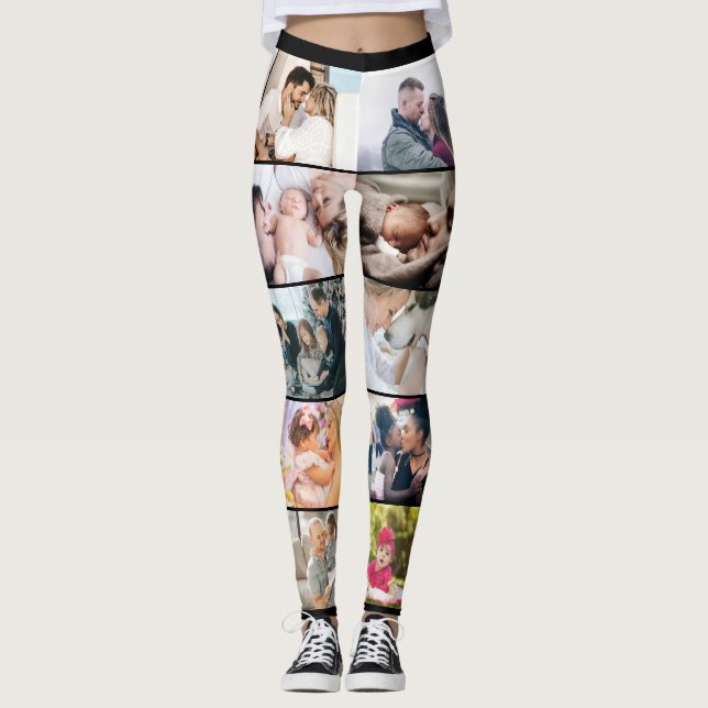 Personalized Family Custom Photo Collage 20 Photos Leggings (Front)